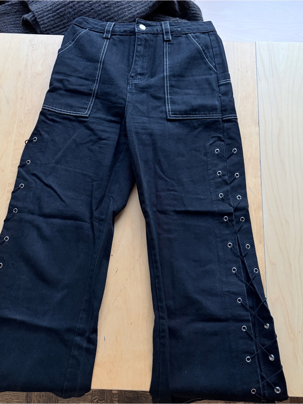 Black Lace Up Cargo Pants